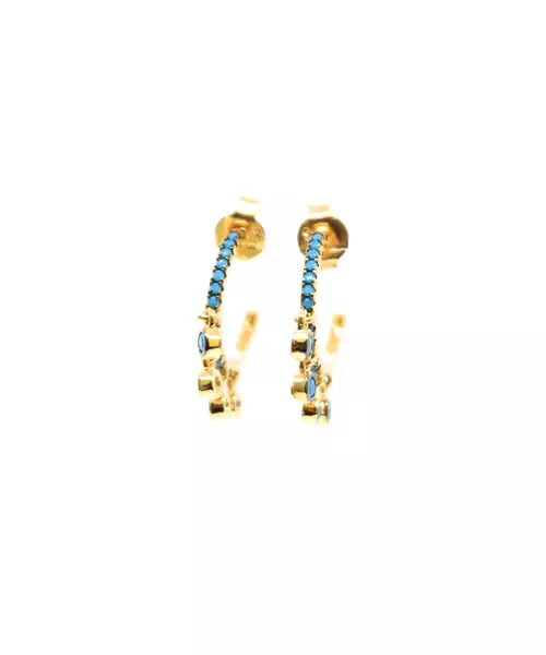 Silver 925 Gold - Small Hoops with hanging Zircons