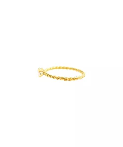 Silver 925 Gold Plated - Twist Ring with White zircon