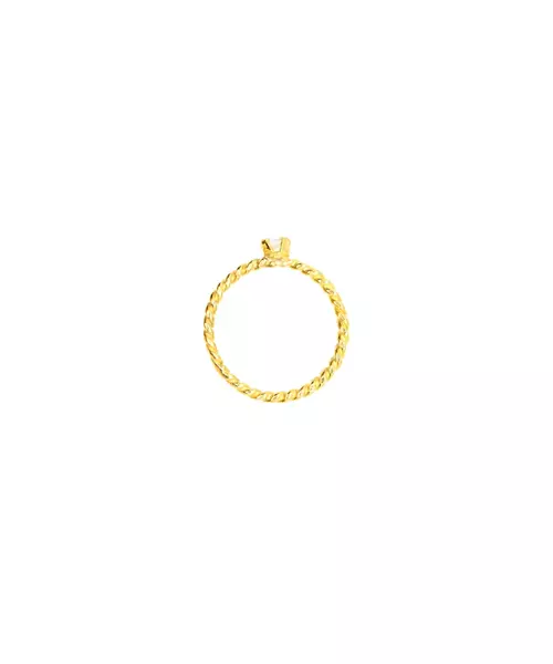 Silver 925 Gold Plated - Twist Ring with White zircon