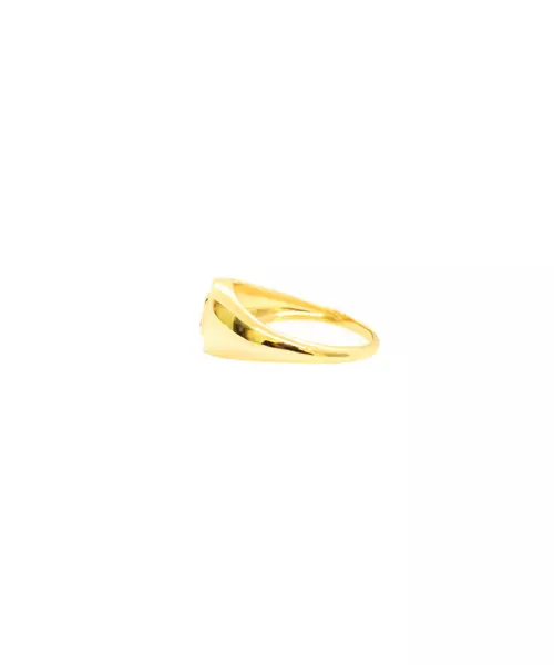 Silver 925 Gold Plated - Ring with green baguette