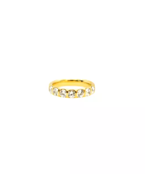 Silver 925 Gold Plated - Ring with White zircons