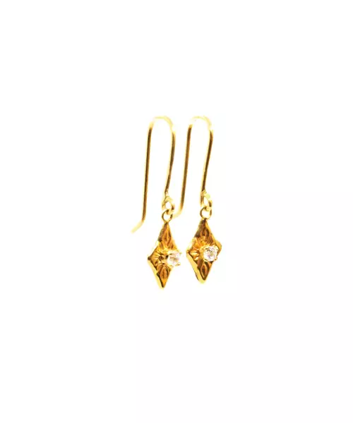 Byzantine 9ct Gold - Long Earrings with white zircon