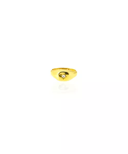 9ct Gold Ring - Starburst Signet