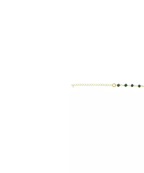 Rosary Green Stones Necklace - Silver 925 Gold Plated