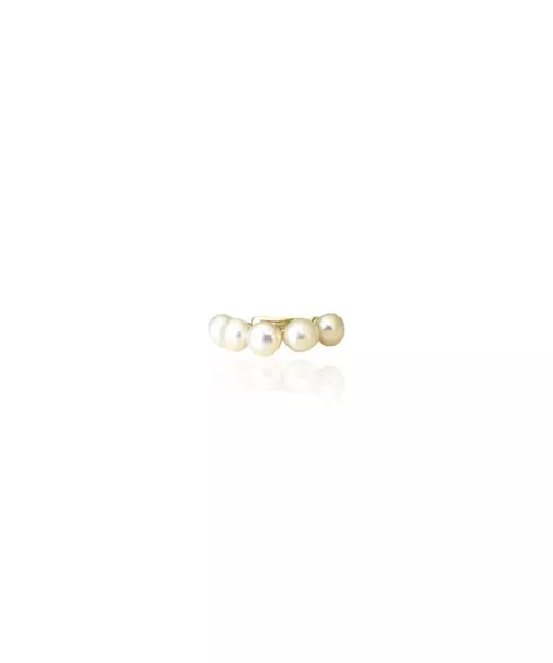 Cuff Earring with Pearls - Silver 925 - Yellow Gold Plated