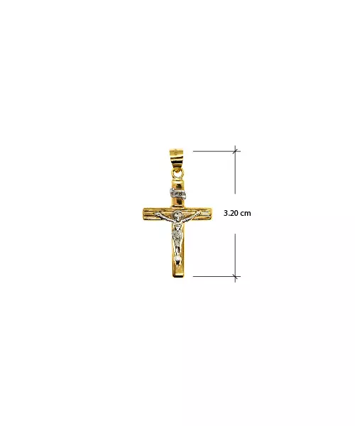 9ct Yellow and White Gold Cross with Jesus Christ