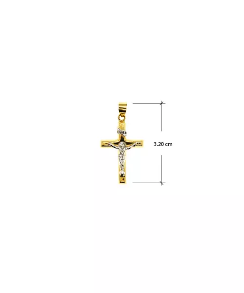 18ct Yellow and White Gold Cross with Jesus Christ