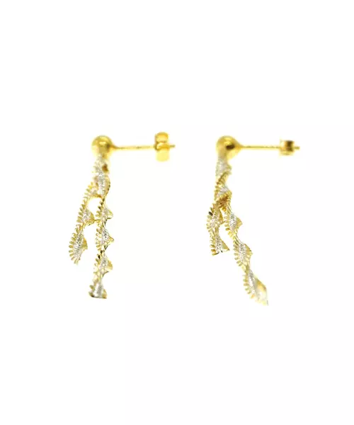 Diamond Cut Twist 2 Lines Earrings - Silver 925 and Gold Plated