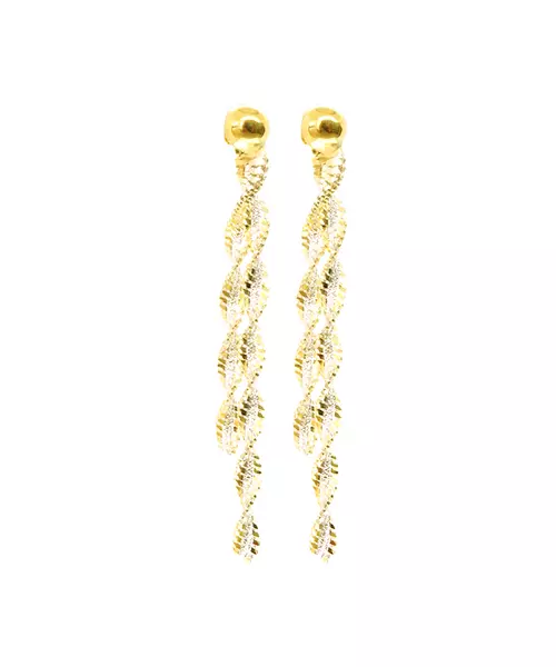 Diamond Cut Twist 2 Lines Earrings - Silver 925 and Gold Plated