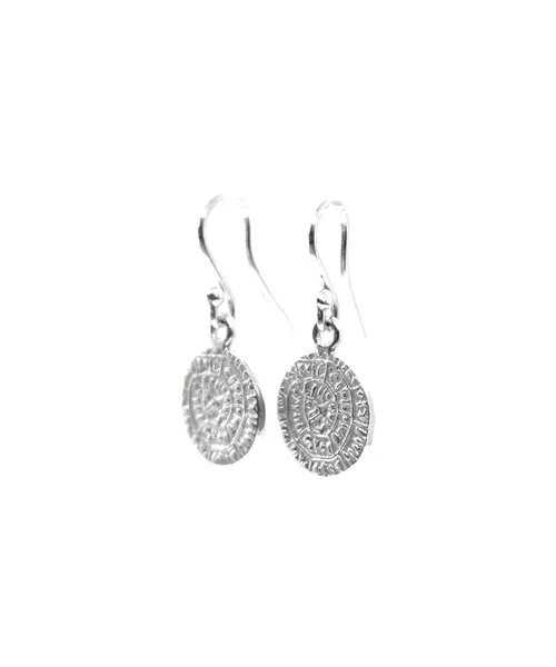 Phaistos Disk Small Hanging Earrings - Silver 925 Gold Plated