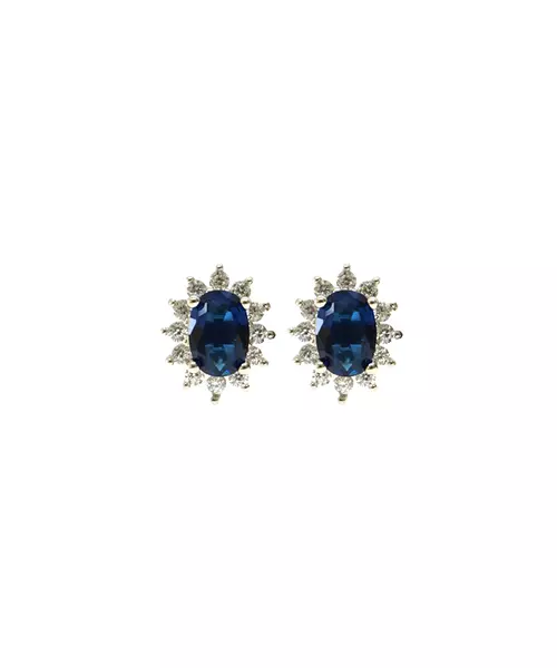 Diana Earrings with Blue and White Zircons - Silver 925