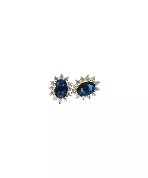 Diana Earrings with Blue and White Zircons - Silver 925