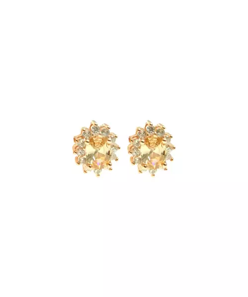 Diana Earrings with Light Yellow and White Zircons - Silver 925 Rose Gold