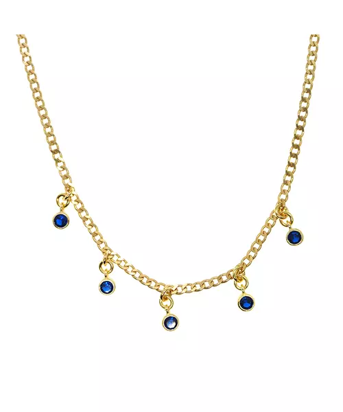 Necklace 5 Colored Zircons- Silver 925 Gold Plated