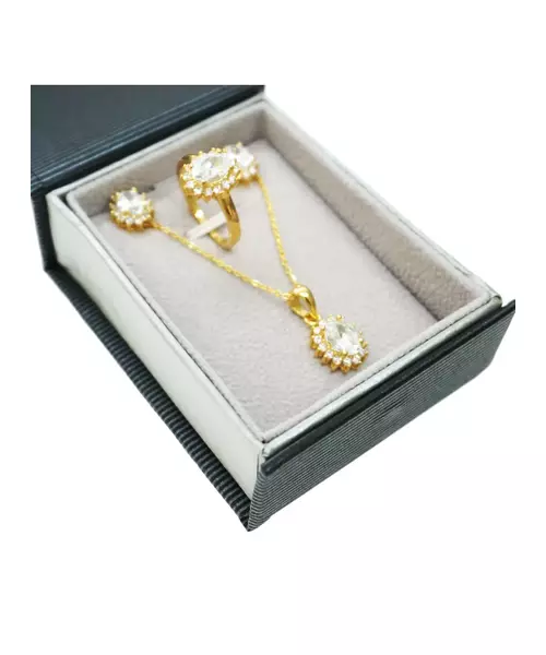 Necklace Diana with White Stone and Zircons - Silver 925 Gold Plated