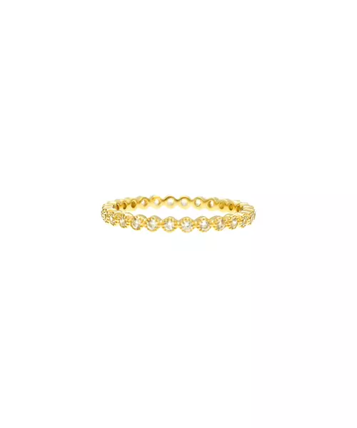 9ct Gold Round Zircons  - Wedding Band