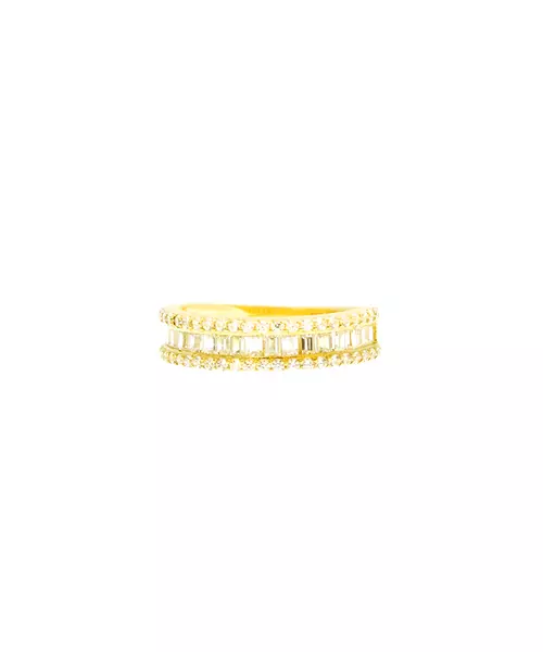 9ct Gold Baguette with Zircons  - Wedding Band