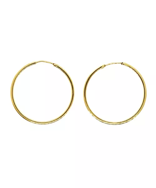 9ct Gold Hoops - Plain Thick Flat 3.2 cm