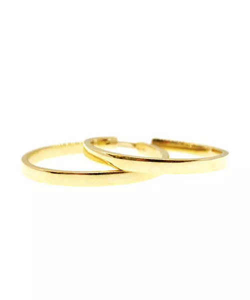 9ct Gold Hoops - Plain Thick Flat 3.2 cm