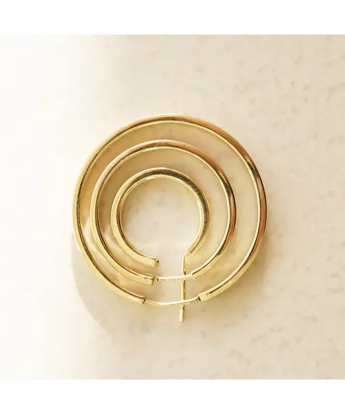 9ct Gold Hoops - Plain Thick Flat 3.2 cm