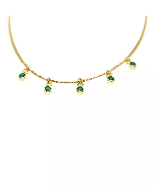 Anklet 5 Colored Zircon- Silver 925 Gold Plated