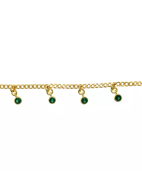 Anklet 5 Colored Zircon- Silver 925 Gold Plated