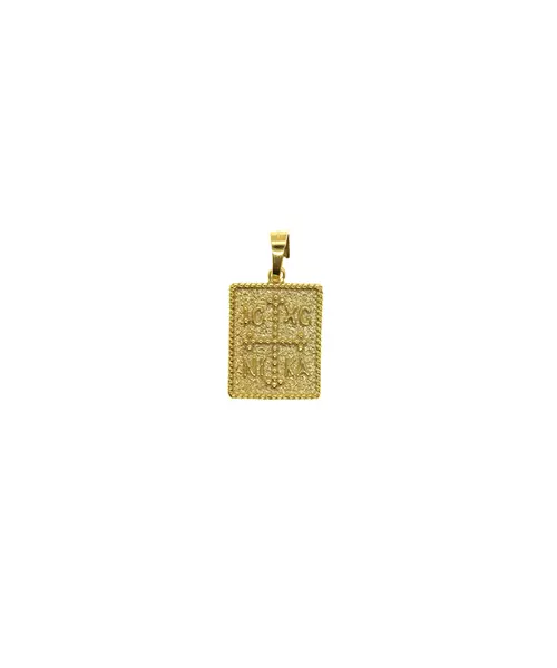 Byzantine Rectangle Pendant 2 Sided - Silver 925 and Gold Plated