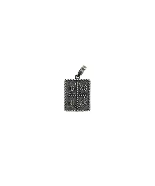 Byzantine Rectangle Pendant 2 Sided - Silver 925 and Gold Plated