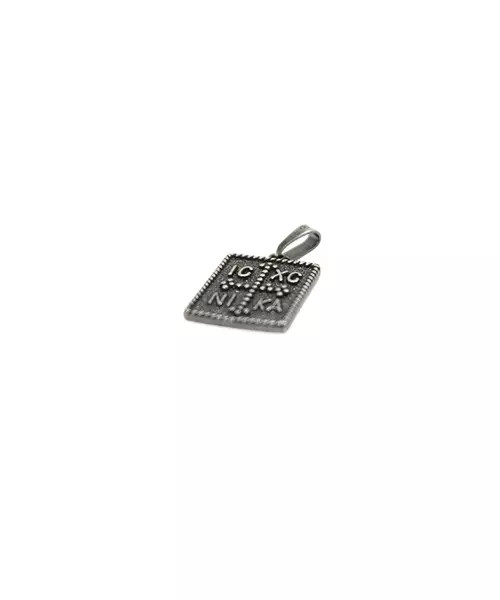 Byzantine Rectangle Pendant 2 Sided - Silver 925 and Gold Plated