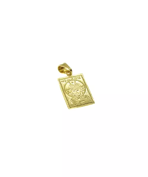 9ct Gold Pendant - Constantinato Double Face Diamond Shape with Pink Zircons - No Chain(Only Pendant)