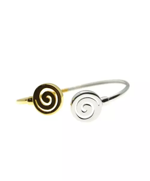 Round Spiral Double Color Bangle - Silver 925