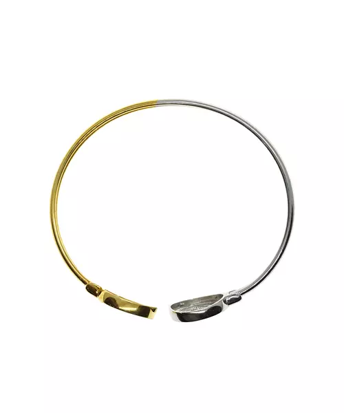 Round Spiral Double Color Bangle - Silver 925