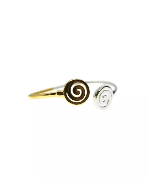 Round Spiral Double Color Bangle - Silver 925