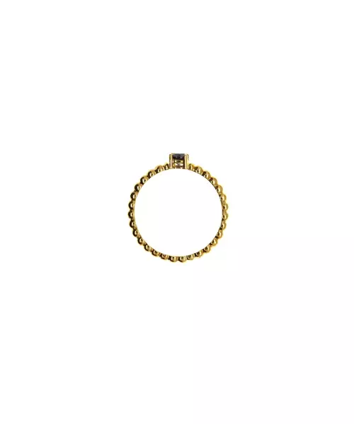 9ct Gold Ring -One Black Zircon