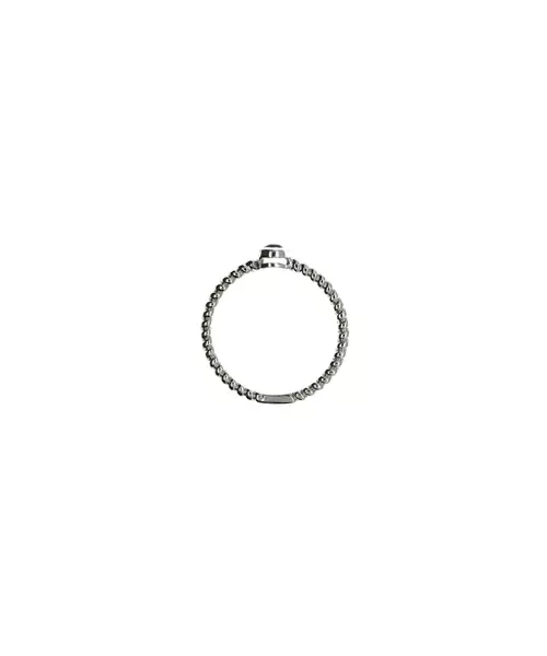 9ct White Gold Ring - One Black Stone