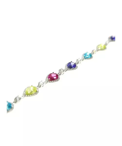 Silver 925 Bracelet - Multicolored Zircons Drop Shape