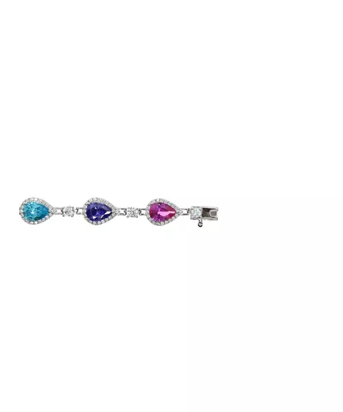 Silver 925 Bracelet - Multicolored Zircons Drop Shape