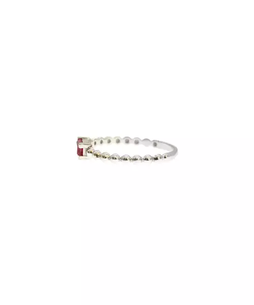 9ct White Gold - Pink Colored Baquette