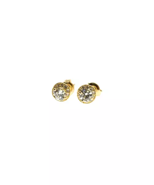 Earrings 9ct Gold - Round with Zircons