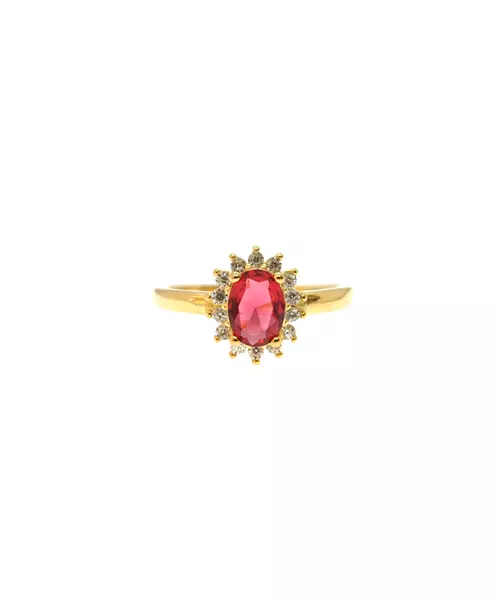 Diana Ring with Red stone- Silver 925 Gold Plated