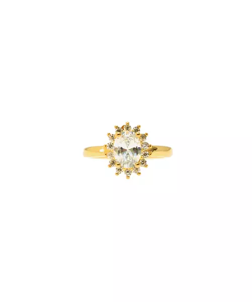 Diana Ring with White stone- Silver 925 Gold Plated