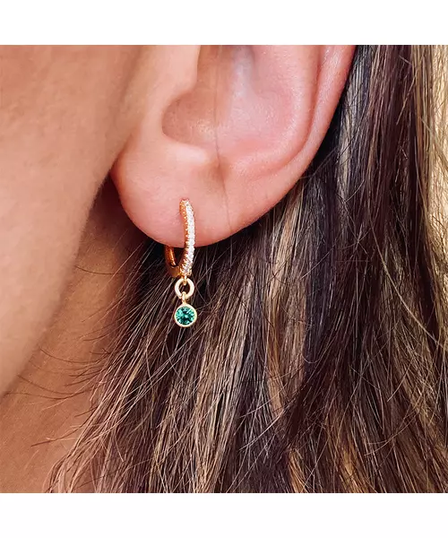 Small Hoops with Colored Zircons - Silver 925 and Gold Plated