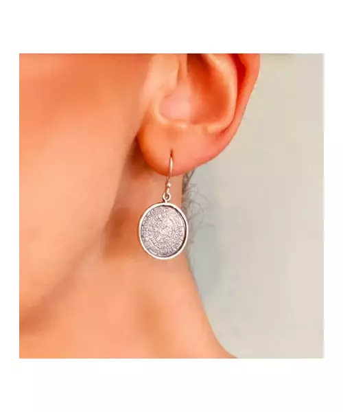 Phaistos Disk Big Hanging Earrings - Silver 925 Gold Plated