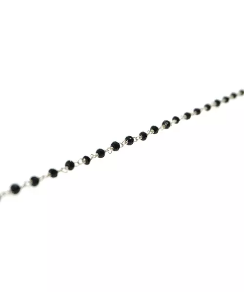 Rosary Black Stones Anklet - Silver 925 and Gold Plated