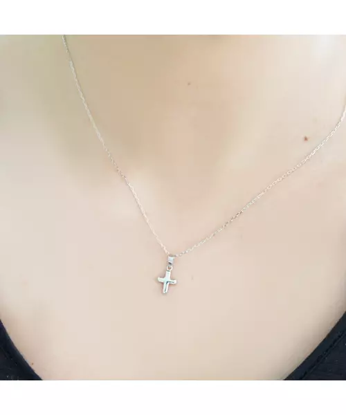 9ct White Gold Pendant Cross - 45 cm