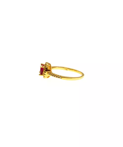 Silver 925 Gold plated ring - Main stone Red with zircons