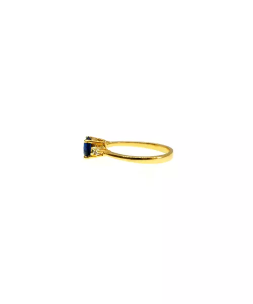 Silver 925 Gold plated ring - Main stone Dark Blue with zircons