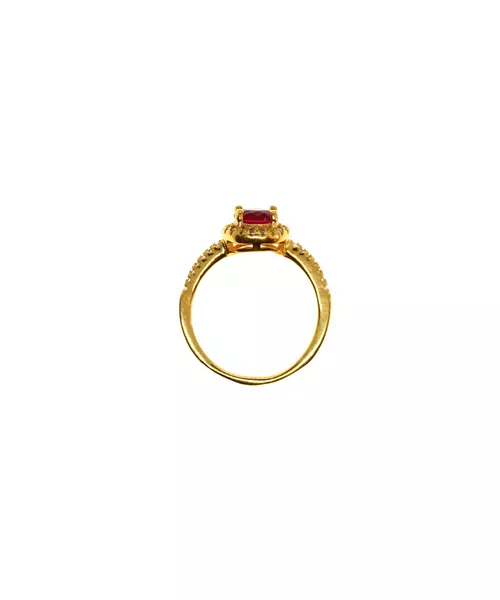 Silver 925 Gold plated ring - Main stone Red with zircons