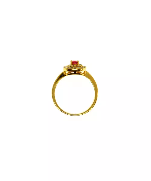 Silver 925 Gold plated ring - Main stone Red with zircons