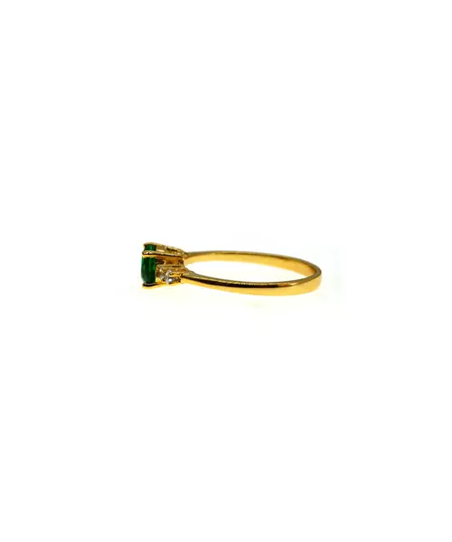 Silver 925 Gold plated ring - Main stone Green with zircons